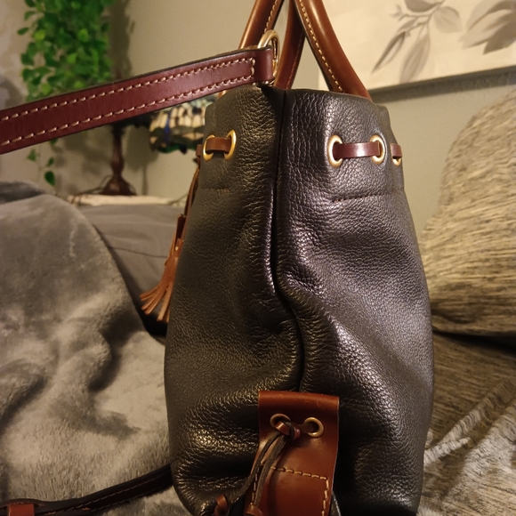 Dooney & Bourke Black With Brown Leather Bag - Picture 11 of 12